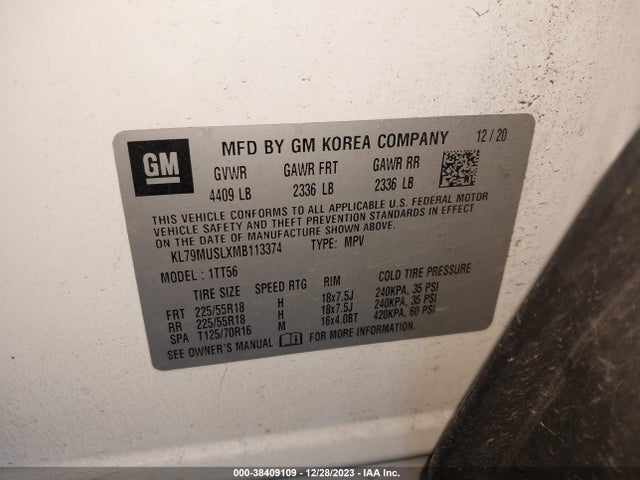 Chevrolet Trailblazer Awd Rs 2021 KL79MUSLXMB113374 Image 9
