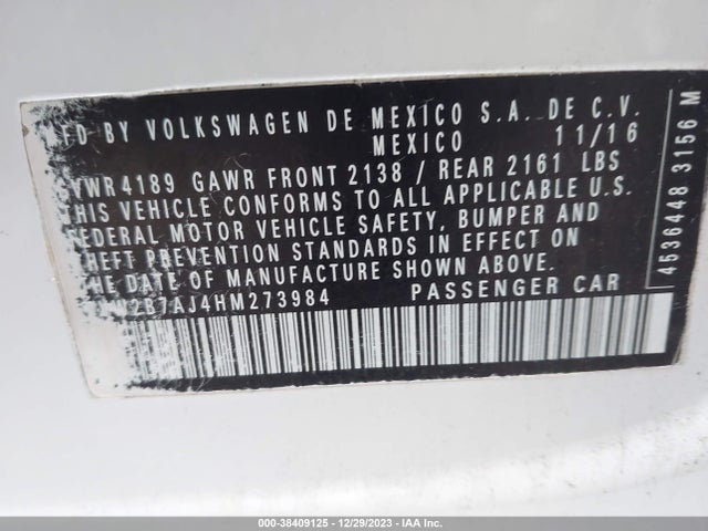 Volkswagen Jetta 1.4t S 2017 3VW2B7AJ4HM273984 Image 9