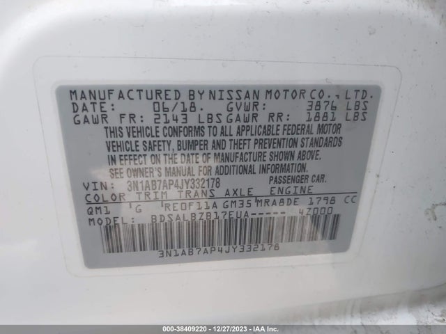 Nissan SENTRA S 2018 3N1AB7AP4JY332178 Image 9