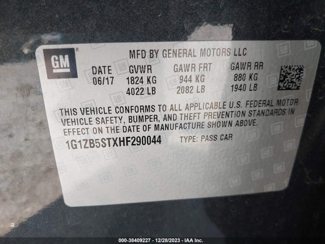 2017 CHEVROLET MALIBU LS VIN: 1G1ZB5STXHF290044