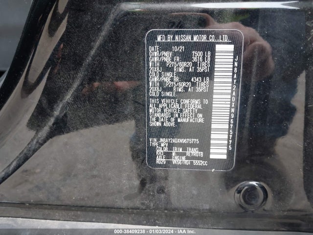 Nissan Armada Sv 4wd 2022 JN8AY2ADXN9675775 Image 9