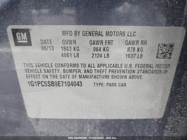 Chevrolet Cruze 1lt Auto 2014 1G1PC5SB9E7104043 Image 9