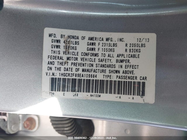 Honda Accord Ex-l 2014 1HGCR2F89EA109684 Image 9