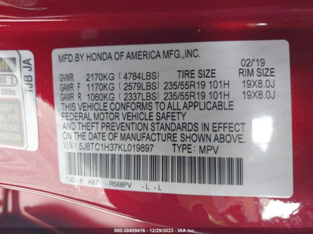 5J8TC1H37KL019897 Acura Rdx Base (a10)