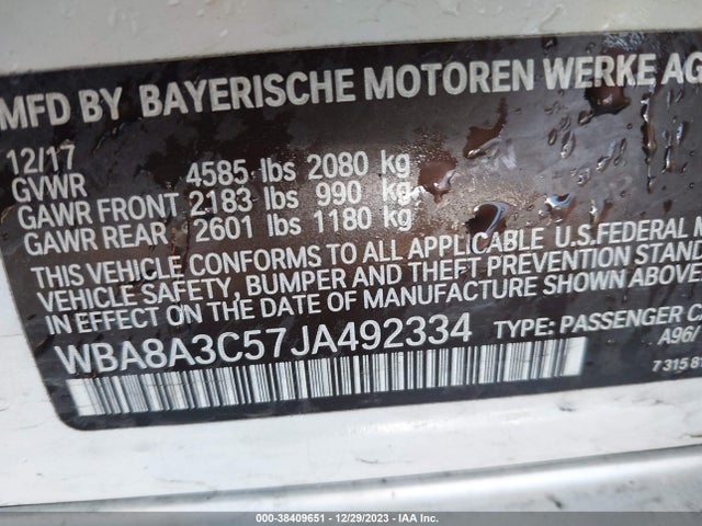 BMW 320i Xdrive 2018 WBA8A3C57JA492334 Image 9