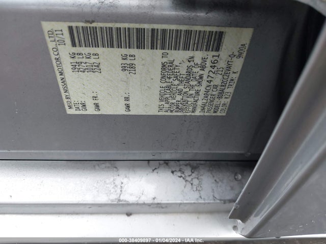 2012 NISSAN ALTIMA 2.5 S VIN: 1N4AL2AP4CN472461