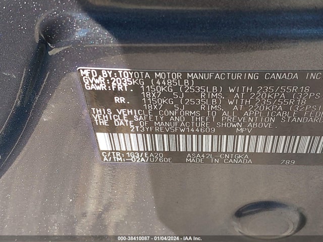Toyota Rav4 Limited 2015 2T3YFREV5FW144609 Image 9