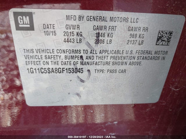 Chevrolet Malibu Limited Lt 2016 1G11C5SA8GF153045 Image 9