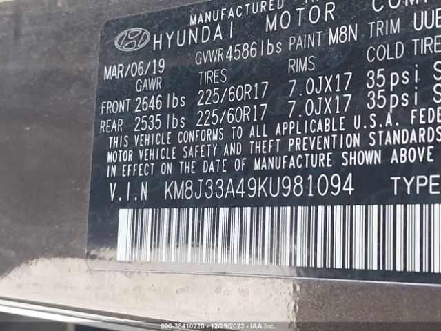 KM8J33A49KU981094 Hyundai Tucson Value