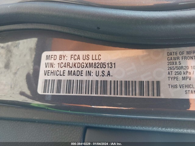 1C4RJKDGXM8205131 Jeep Grand Cherokee L Overland 4x4