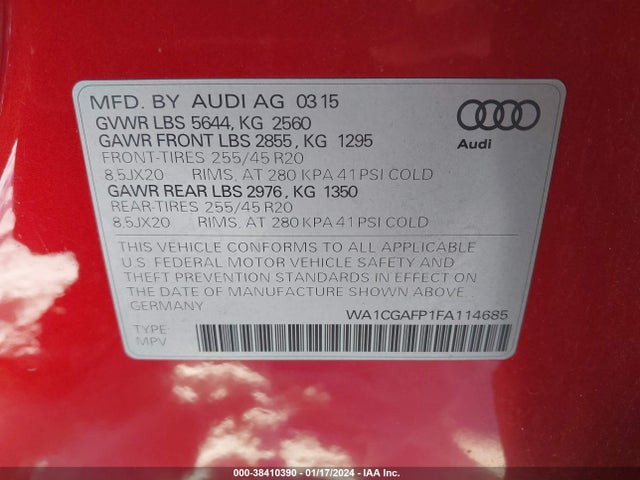 WA1CGAFP1FA114685 Audi Sq5 3.0t Premium Plus