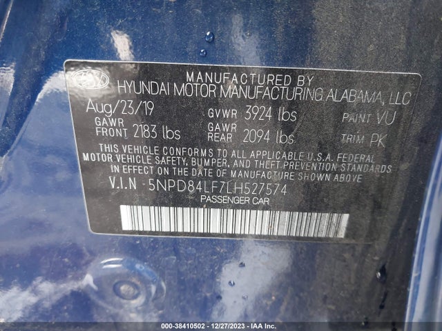 Hyundai ELANTRA SEL 2020 5NPD84LF7LH527574 Image 9