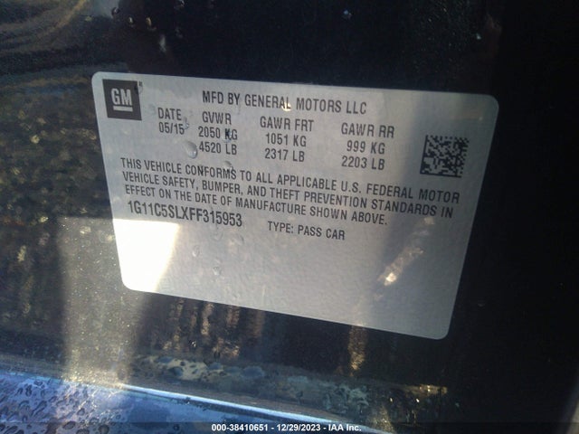 Chevrolet MALIBU 1LT 2015 1G11C5SLXFF315953 Image 9