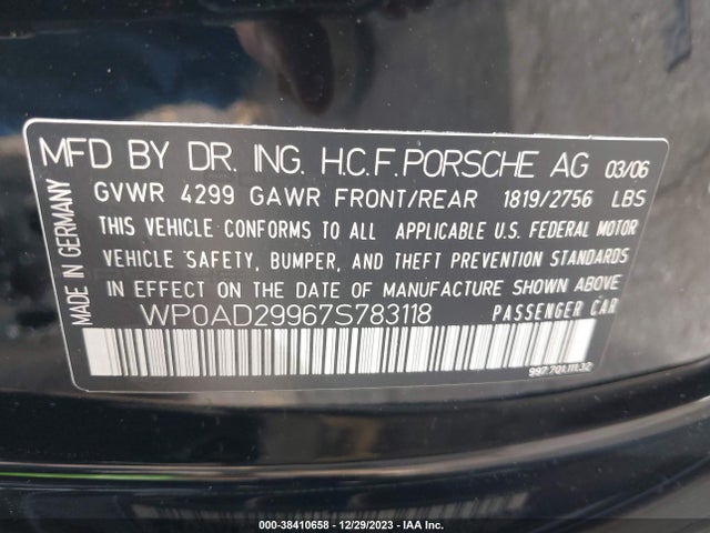 2007 PORSCHE 911 WP0AD29967S783118 Photo 8