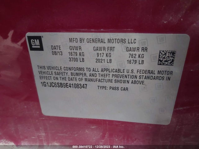 Chevrolet Sonic Lt Auto 2014 1G1JC6SB9E4108347 Image 9