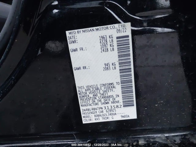 2023 NISSAN ALTIMA S FWD VIN: 1N4BL4BV7PN313582