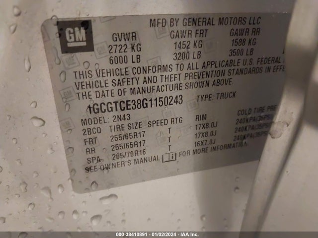 Chevrolet Colorado Lt 2016 1GCGTCE38G1150243 Image 9