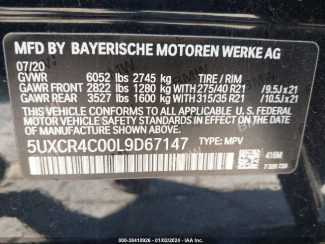 5UXCR4C00L9D67147 BMW X5 Sdrive40i