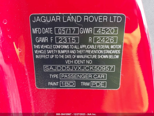 2018 JAGUAR F-TYPE SAJDD5JVXJCK50957 Photo 8