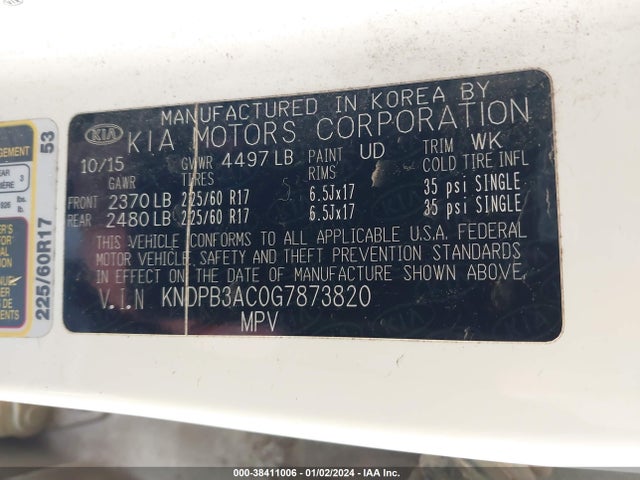 KIA Sportage Lx 2016 KNDPB3AC0G7873820 Image 9