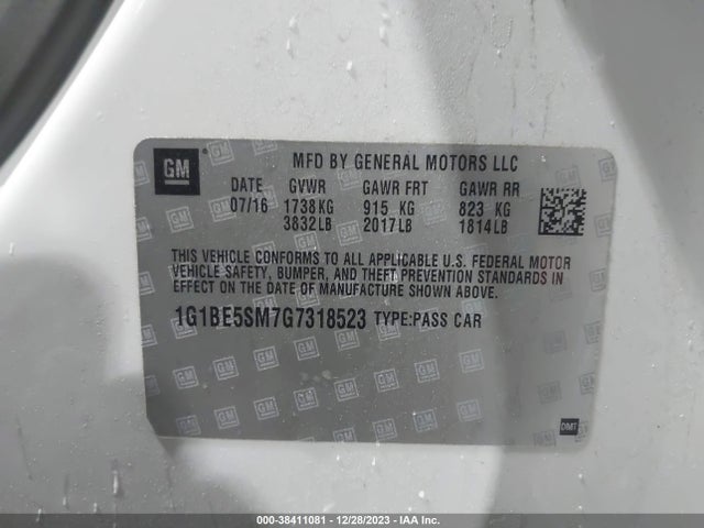 Chevrolet Cruze Lt Auto 2016 1G1BE5SM7G7318523 Image 9