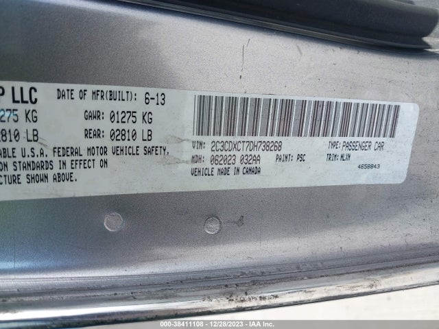 38411108 :رقم المزاد ، 2C3CDXCT7DH738268 vin ، 2013 Dodge Charger R/t مزاد بيع