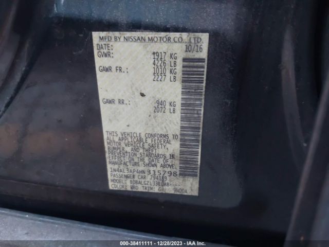 1N4AL3AP4HN315798 Nissan Altima 2.5 S