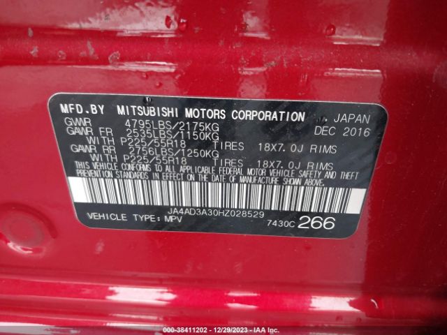 JA4AD3A30HZ028529 Mitsubishi Outlander Se