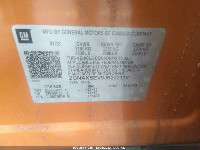 Chevrolet EQUINOX LT 2018 2GNAXSEV9J6272112 Image 9