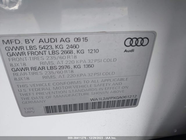 WA1L2AFPXGA061212 Audi Q5 2.0t Premium