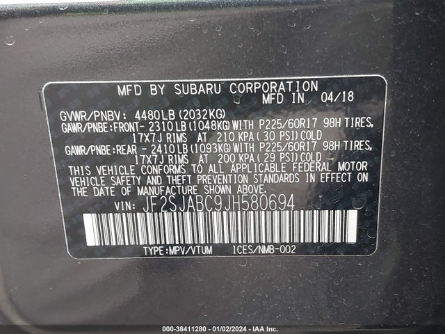 Subaru Forester 2.5i 2018 JF2SJABC9JH580694 Image 9