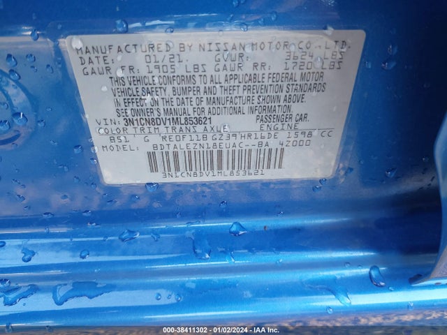 Nissan Versa S Xtronic Cvt 2021 3N1CN8DV1ML853621 Image 9