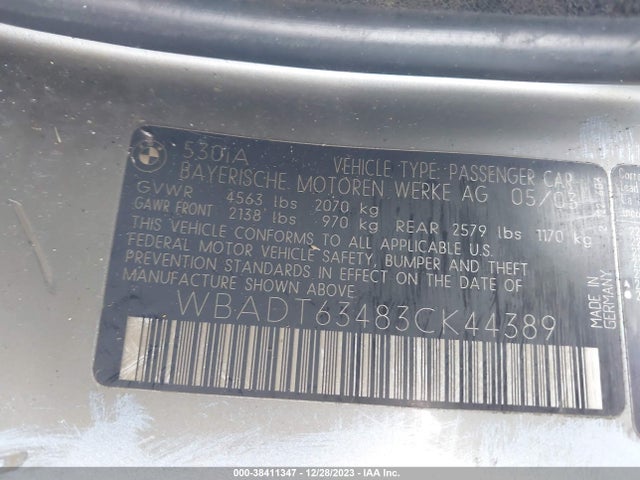 2003 BMW 530IA VIN: WBADT63483CK44389