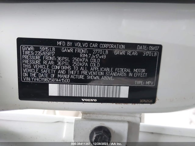 2008 VOLVO XC90 3.2 VIN: YV4CY982581441500