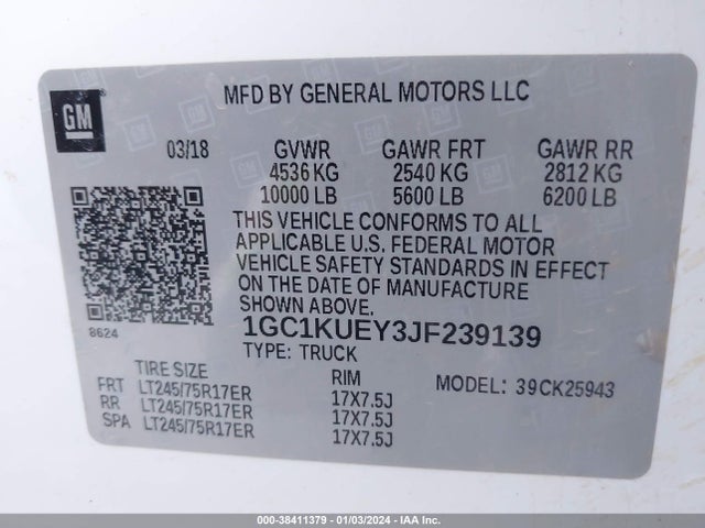 Chevrolet Silverado 2500hd Wt 2018 1GC1KUEY3JF239139 Image 9