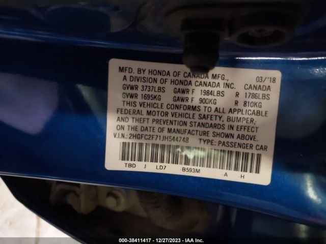 2HGFC2F71JH544748 Honda CIVIC EX
