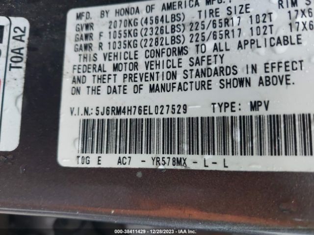5J6RM4H76EL027529 Honda Cr-v Ex-l