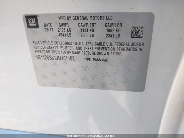 Chevrolet IMPALA 2LZ 2018 1G1125S31JU101182 Image 9