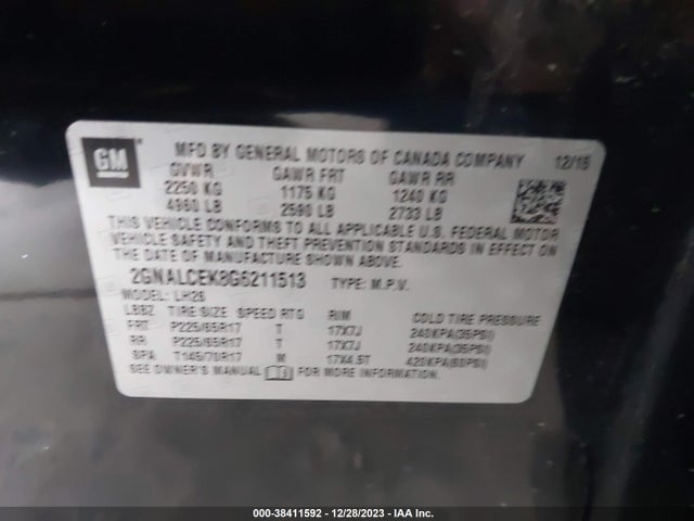 Chevrolet EQUINOX LT 2016 2GNALCEK8G6211513 Image 9