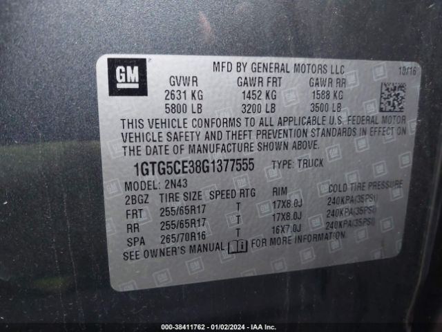 1GTG5CE38G1377555 GMC CANYON SLE