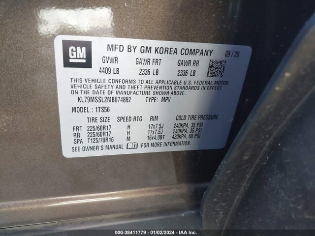 Chevrolet Trailblazer Awd Activ 2021 KL79MSSL2MB074882 Image 9
