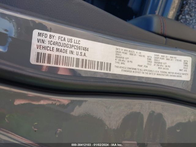 1C4RDJDG3PC597484 Dodge Durango Gt Plus Awd