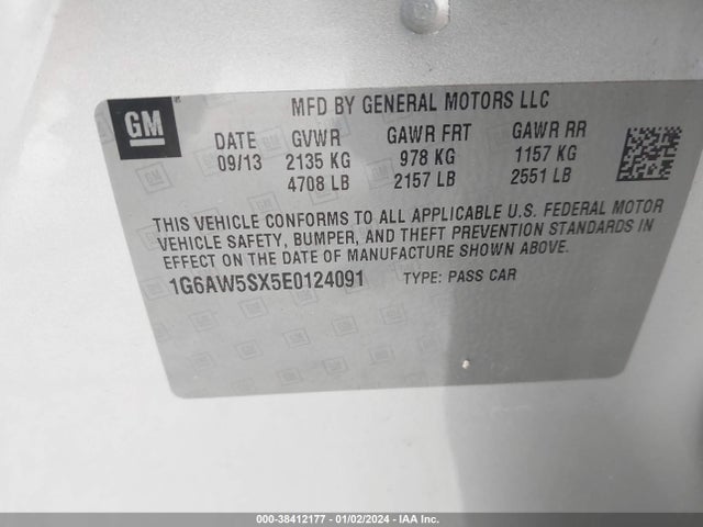 Cadillac Cts Standard 2014 1G6AW5SX5E0124091 Image 9