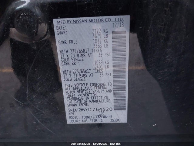 Nissan ROGUE SV 2014 5N1AT2MVXEC764520 Image 9