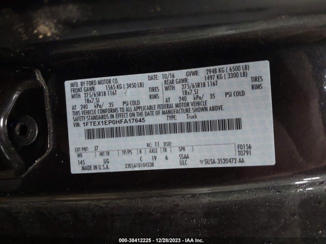Ford F-150 Xlt 2017 1FTEX1EP0HFA17645 Image 9