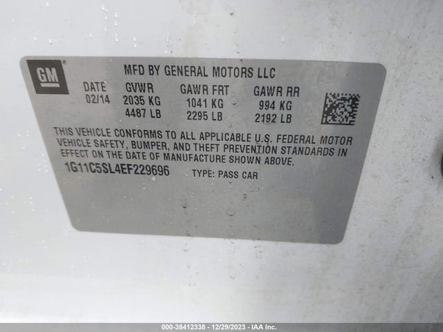 Chevrolet MALIBU 1LT 2014 1G11C5SL4EF229696 Image 9