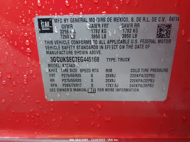 Chevrolet Silverado 1500 1lz 2014 3GCUKSEC7EG445168 Image 9