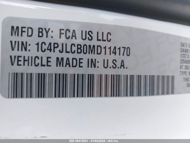 1C4PJLCB0MD114170 Jeep Cherokee Latitude Fwd