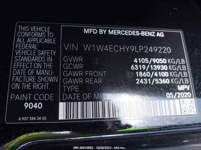 W1W4ECHY9LP249220 Mercedes-Benz Sprinter 2500 High Roof V6