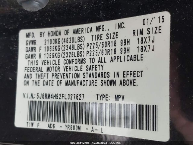 5J6RM4H92FL027627 Honda Cr-v Touring
